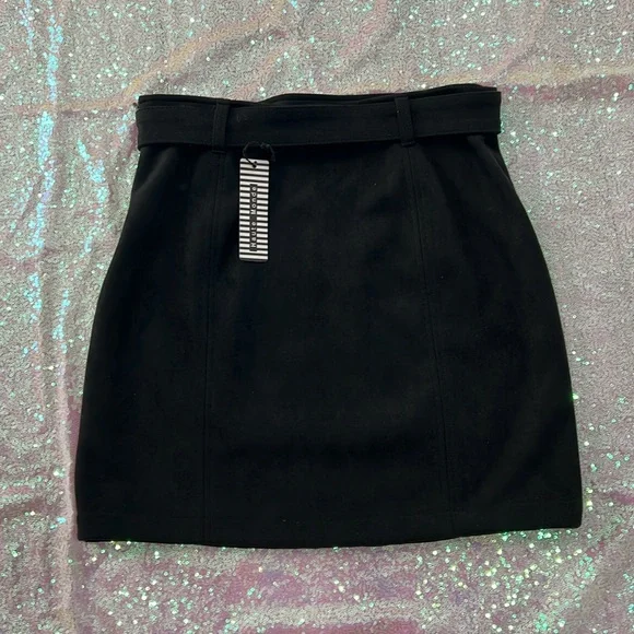 Haute Monde Black A-Line Mini Skirt Cocktail! Velour! With the tag - Picture 5 of 6